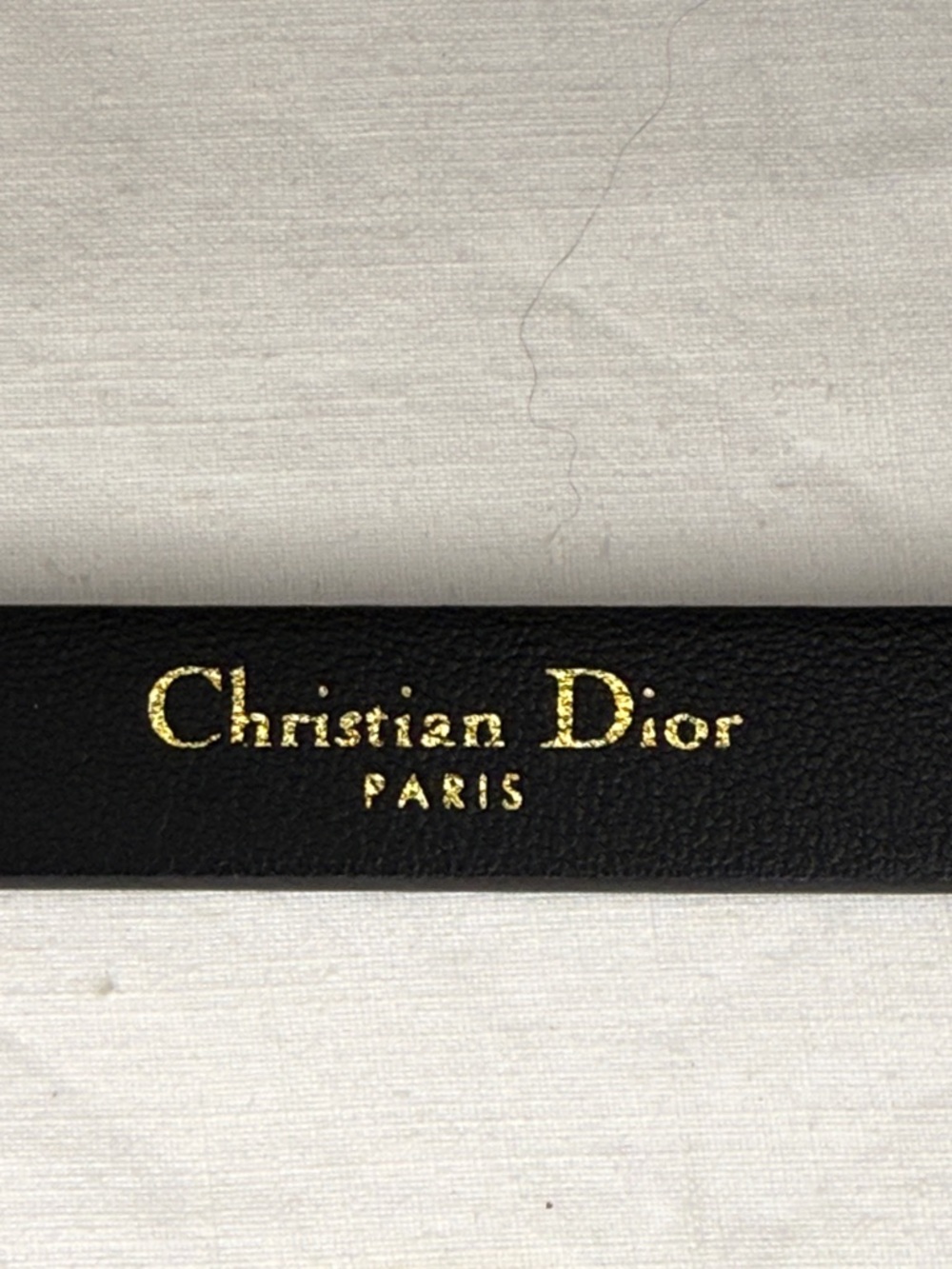 Christian Dior Bee Pearl Leather Belt Black 70cm Gold Charm - Picture 5 of 5